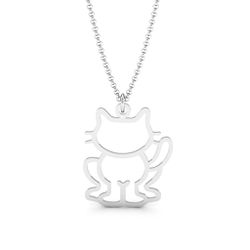 Pingente De Prata 925 Gato Vazado - 900135 - Desejo de Prata ®️