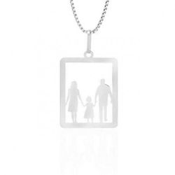 Pingente De Prata 925 Pai, Mãe e Filha Vazado - 90... - Desejo de Prata ®️