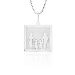 Pingente De Prata 925 Pai, Mãe e Filhas - 900368 - Desejo de Prata ®️