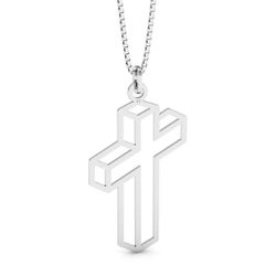 Pingente De Prata 925 Cruz 3D Vazado G - 900389 - Desejo de Prata ®️