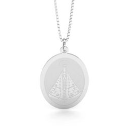 Pingente De Prata 925 Nossa Senhora Aparecida Oval... - Desejo de Prata ®️