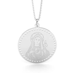 Pingente De Prata 925 Sagrado Coração de Maria Red... - Desejo de Prata ®️