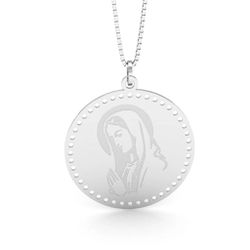 Pingente De Prata 925 Face Nossa Senhora Mãos Junt... - Desejo de Prata ®️