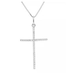 Pingente De Prata 925 Cruz Com Zircônias 2,5cm - 9... - Desejo de Prata ®️