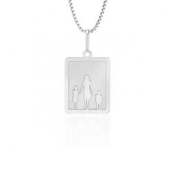 Pingente De Prata 925 Mãe, Filho e Filha - 900429 - Desejo de Prata ®️