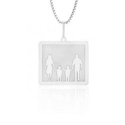 Pingente De Prata 925 Pai, Mãe e Filhos - 900443 - Desejo de Prata ®️