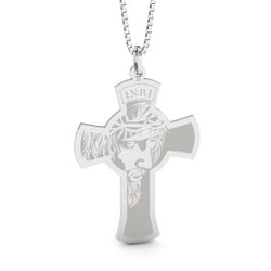 Pingente De Prata 925 Cruz Face De Jesus G - 90059 - Desejo de Prata ®️