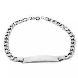 Pulseira De Prata 925 De 5mm Com 21cm e Chapa - 90... - Desejo de Prata ®️