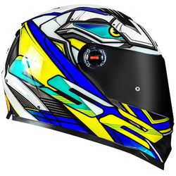 CAPACETE LS2 FF358 CLASSIC XDRON BRANCO/AZUL/AMARE... - PRESIDENTE MOTOS