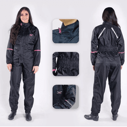 CAPA CHUVA NYLON PRETA / ROSA COM FORRO - V0246 - PRESIDENTE MOTOS