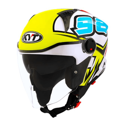 CAPACETE KYT TT-COURSE 98 BOMB AMARELO / BRANCO / ... - PRESIDENTE MOTOS