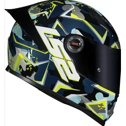 CAPACETE LS2 CAMO AZUL AMARELO - V0376 - PRESIDENTE MOTOS