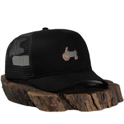 Boné Trucker Pressão Rural Trator/Galho Laranja - ... - Pressão Rural