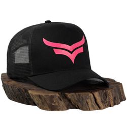 Boné Trucker Pr Touro Preto/rosa - 511 - Pressão Rural