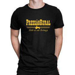 Camiseta Pressão Rural Preta estampa amarela - cmc... - Pressão Rural