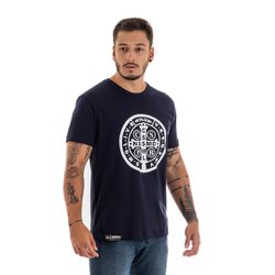 Camiseta Pressão Rural - Medalha De São Bento Azul... - Pressão Rural