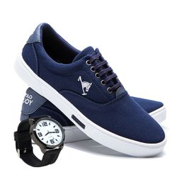 Kit Sapatênis Lona Com Relógio Casual Azul - 2026... - Prime Store Calçados