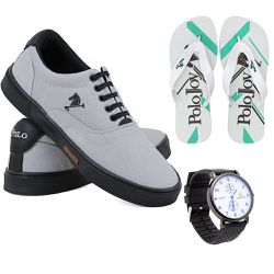 Kit Sapatenis Casual C/ Chinelo e relógio Polo Joy... - Prime Store Calçados