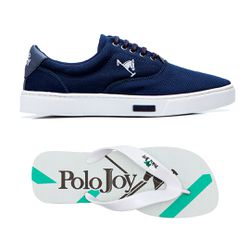 Kit Sapatênis Casual com Chinelo Polo Joy - Azul -... - Prime Store Calçados