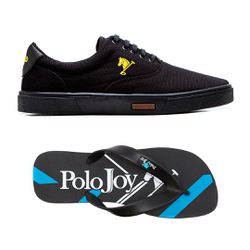 Kit Sapatênis Casual com Chinelo Polo Joy - Preto/... - Prime Store Calçados