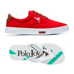 Kit Sapatênis Casual com Chinelo Polo Joy - Vermel... - Prime Store Calçados