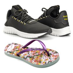 Kit Tênis Têxtil Mesh Elástic + Chinelo Color Femi... - Prime Store Calçados