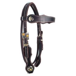 Cabeçada De Testa em Couro Café Com Margarida - Pr... - PROTEC HORSE - A LOJA DOS GRANDES CAMPEÕES