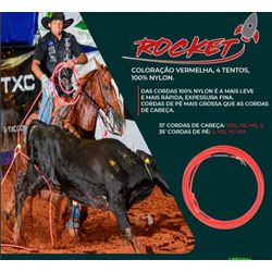 Corda 4 Tentos Tomahawk Rope - Cabeca Rocket - 131... - PROTEC HORSE - A LOJA DOS GRANDES CAMPEÕES