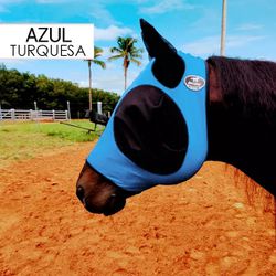 Mascara Anti-Mosquitos em Lycra Azul Turquesa - Bo... - PROTEC HORSE - A LOJA DOS GRANDES CAMPEÕES