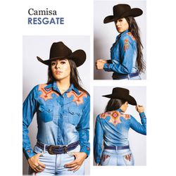 CAMISA MISS COUNTRY RESGATE JEANS - 20315 - PROTEC HORSE - A LOJA DOS GRANDES CAMPEÕES