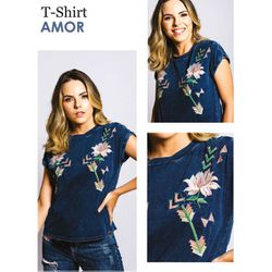 T-SHIRT MISS COUNTRY - AMOR - AZUL - 20314 - PROTEC HORSE - A LOJA DOS GRANDES CAMPEÕES