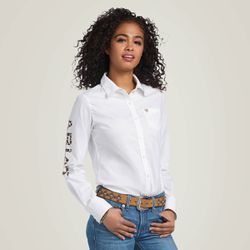 Camisa Ariat Feminina Team Kirby Stretch Shirt Whi... - PROTEC HORSE - A LOJA DOS GRANDES CAMPEÕES