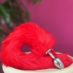 Foxx - Plug Anal P Com Rabo Vermelho (48cm) - Quero Vibrar