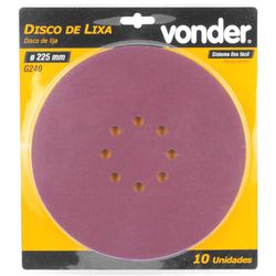 DISCO LIXA LPV GRÃO 240 225MM 12.58.225.240 VONDER - Rabelo Materiais Para Construção