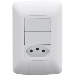 CONJUNTO ARIA 2 INTERRUPTORES SIMPLES + TOMADA 2P+... - Rabelo Materiais Para Construção