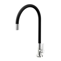 TORNEIRA COZINHA BANCADA GALIFLEX CHROME/BLACK 1/4... - Rabelo Materiais Para Construção
