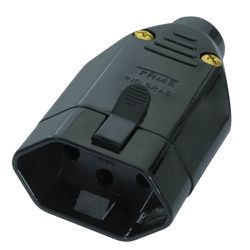 PLUG FEMEA PADRÃO 2P+T 10A PRETO FAME - Rabelo Materiais Para Construção