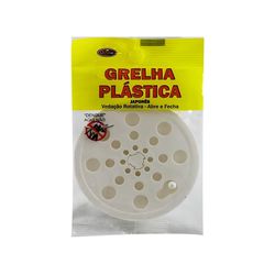 GRELHA PLÁSTICA REDONDA BRANCA COM FECHO 100MM OVE... - Rabelo Materiais Para Construção