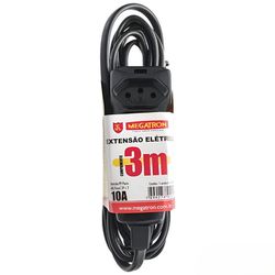 EXTENSAO TRIPLA CB PP. 3X0,75MM 3 MTS MEGATRON - Rabelo Materiais Para Construção