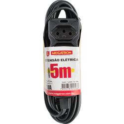 EXTENSAO TRIPLA CB PP. 3X0,75MM 5 MTS MEGATRON - Rabelo Materiais Para Construção