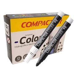 MARCADOR HIDROGRÁFICO COLOR PRETO COMPACTOR - Rabelo Materiais Para Construção