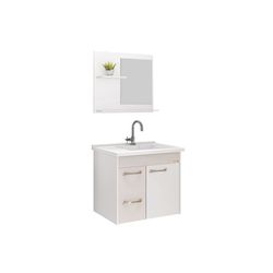 KIT ARMÁRIO GENOVA OFF WHITE ESPELHO+PIA 55,4CM 52... - Rabelo Materiais Para Construção