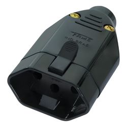 PLUG FÊMEA PADRÃO 2P+T 20A 250V PRETO 2147 FAME - Rabelo Materiais Para Construção