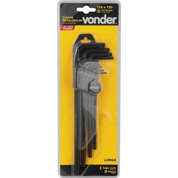 JOGO CHAVES TORX T10-T50 LONGA CRV 9 PEÇAS VONDER - Rabelo Materiais Para Construção