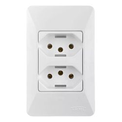TOMADA DUPLA 2P+T 10A COM PLACA SISTEMA EXTERNO 14... - Rabelo Materiais Para Construção