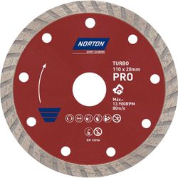 DISCO DIAMANTADO CONCRETO TURBO 110X20MM NORTON - Rabelo Materiais Para Construção