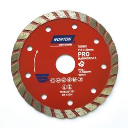 DISCO DIAMANTADO TURBO PRO 110X22,23MM NORTON - Rabelo Materiais Para Construção