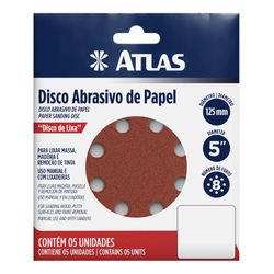 DISCO LIXA 125MM G80 AT512/80 ATLAS - Rabelo Materiais Para Construção