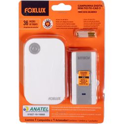 CAMPAINHA SEM FIO FX-CAD3 12.01 FOXLUX - Rabelo Materiais Para Construção