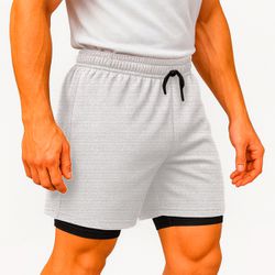 Short Dryfit Termico 2 Em 1 Liso Branco - SHTE-BRA... - Atacado da Moda